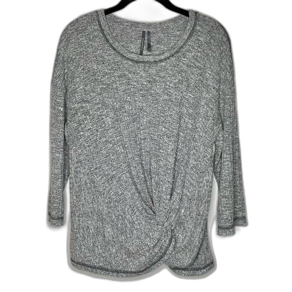 Anthropologie Tops - Anthropologie • 3/4 Gray Ribbed Front Twist Top sz M